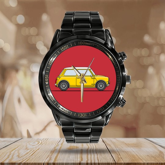 Discover Classic Mini Cooper - Yellow - Mini - Calendar Steel Band Watch