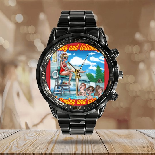 Discover Oiling and Lotioning - TEXT - The Sandlot - Calendar Steel Band Watch