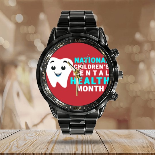 Discover Dental Health - National Children's Dental Health Month Calendar Steel Band Watch