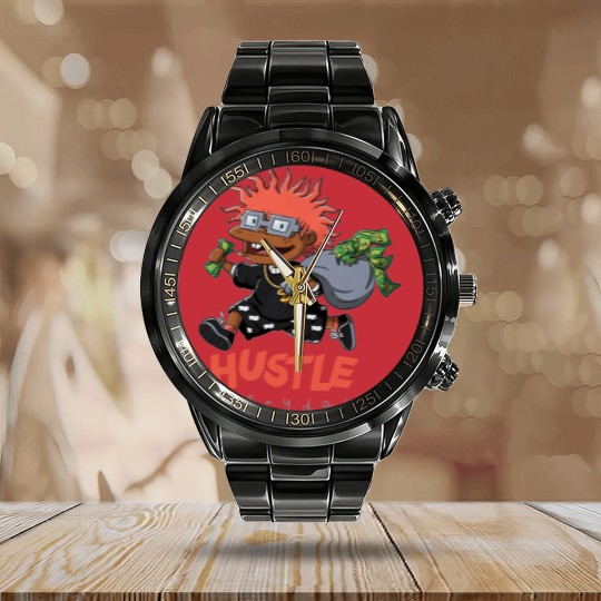 Discover Hustle Rugrats Unisex Calendar Steel Band Watch Match Jordan 12 Utility Grind