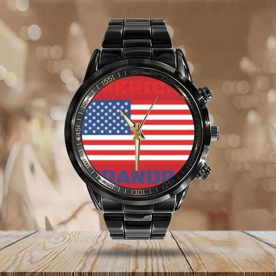 Discover American Grandpa Calendar Steel Band Watch