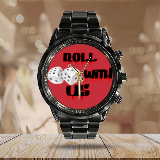 Discover Roll with US Vegas Dice Calendar Steel Band Watch, Casino Bonus Calendar Steel Band Watch