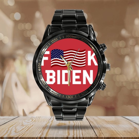Discover Anti Joe Biden F American Falg K Biden Calendar Steel Band Watch