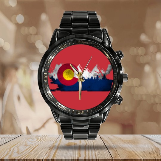 Discover Cute Family Gift Colorado State Flag Calendar Steel Band Watch