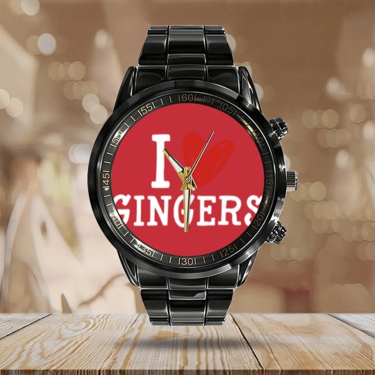 Discover Redhead Lover Irish Red Haired Men Women I Love Gingers Calendar Steel Band Watch