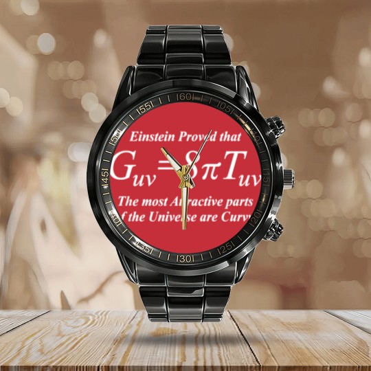 Discover Einstein Field Equation (Humor, white for dark Calendar Steel Band Watch Calendar Steel Band Watch
