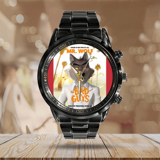 Discover Mr Wolf Bad Guys Classic Calendar Steel Band Watch