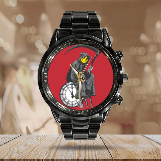 Discover banksy grim reaper clock Calendar Steel Band Watch