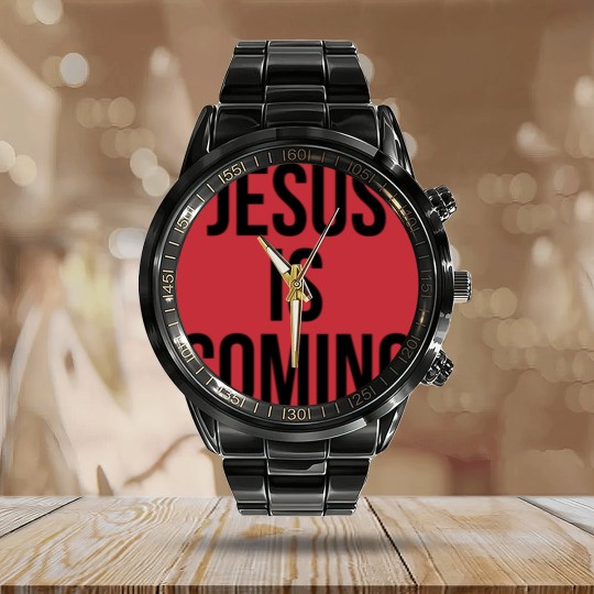 Discover JESUS IS COMING Calendar Steel Band Watch