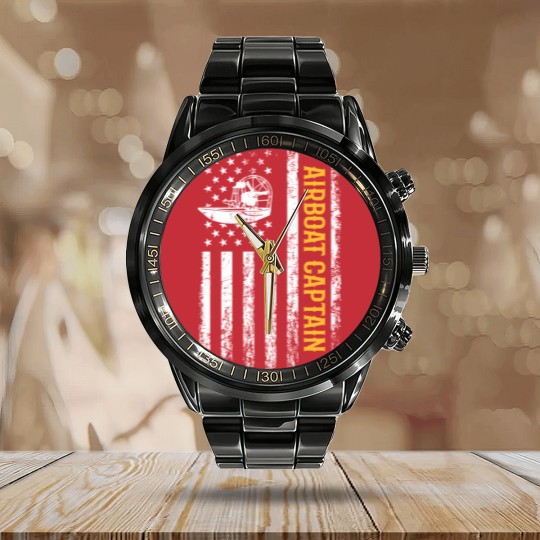 Discover Airboat American Flag, airboating Calendar Steel Band Watch