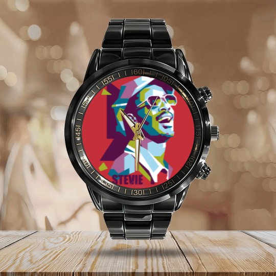 Discover Stevie Wonder Popart - Stevie Wonder - Calendar Steel Band Watch