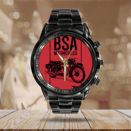 Discover Grey BSA Motorcycles British Motorbike Calendar Steel Band Watch Calendar Steel Band Watch