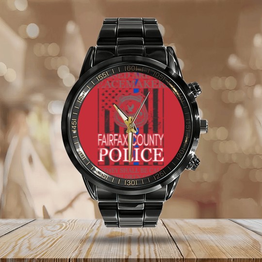 Discover Fairfax County Police Support Saint Michael Calendar Steel Band Watch