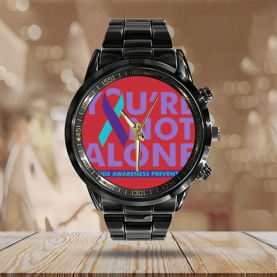 Discover Suicide Awareness Prevention Calendar Steel Band Watch