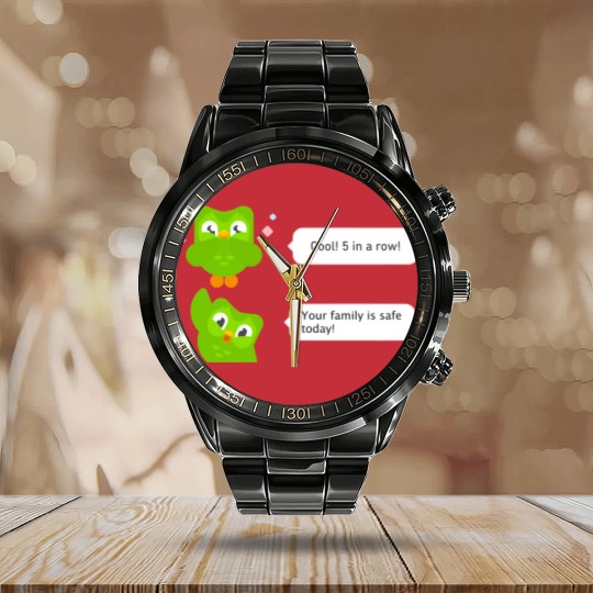 Discover Evil Duo Meme - Duolingo - Calendar Steel Band Watch