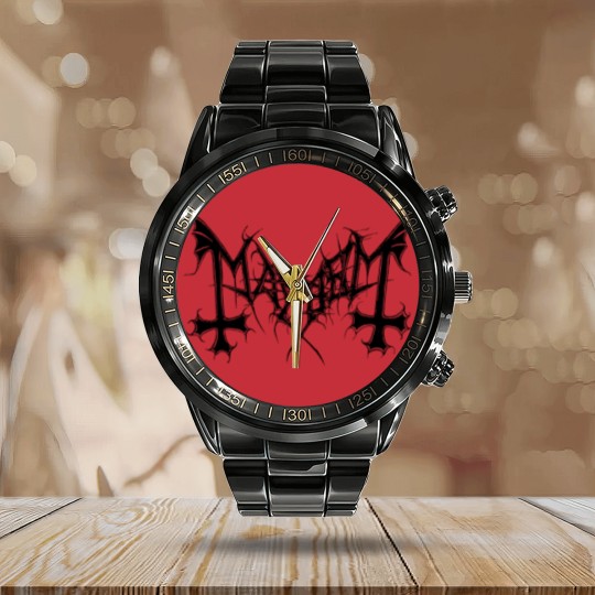 Discover Mayhem - Logo (Black Cover Edition) - Mayhem - Calendar Steel Band Watch