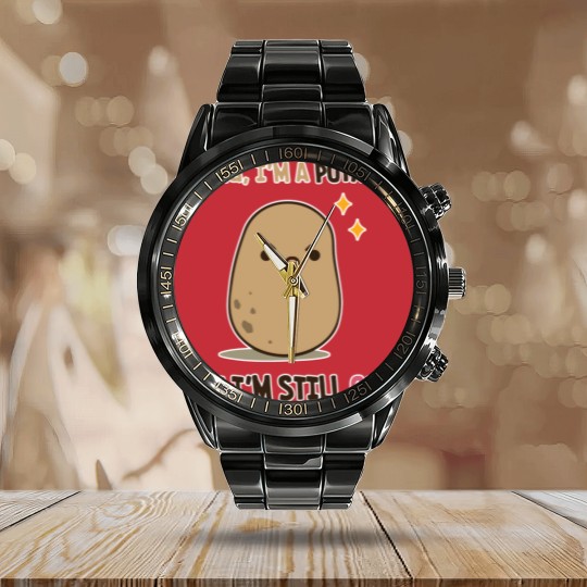 Discover Cute potato is cute - Potato - Calendar Steel Band Watch
