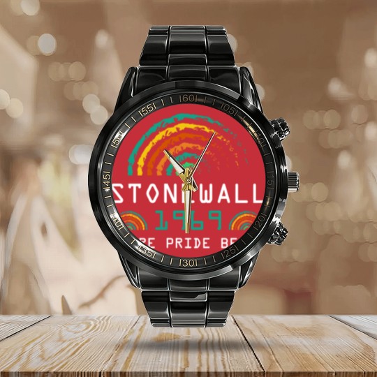 Discover Stonewall 1969 Rainbow Gay CSD 50 Years Pride Riot Calendar Steel Band Watch