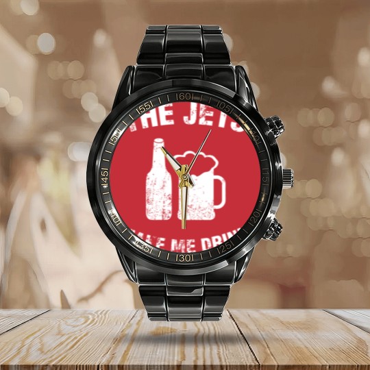 Discover The Jets Make Me Drink Calendar Steel Band Watch