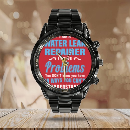 Discover Water Leak Repairer Calendar Steel Band Watch