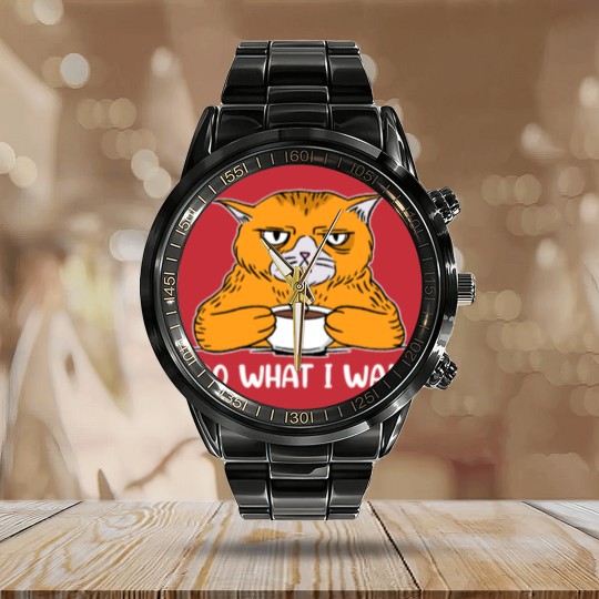 Discover I do What I Want Funny Sarcastic Cat Calendar Steel Band Watch