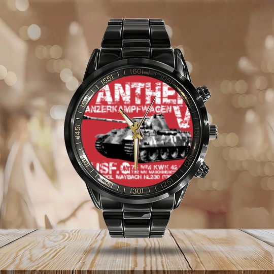 Discover Panther Tank Calendar Steel Band Watch