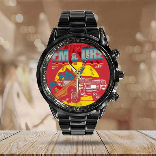 Discover Eminem and Dr Dre Unisex Retro Calendar Steel Band Watch