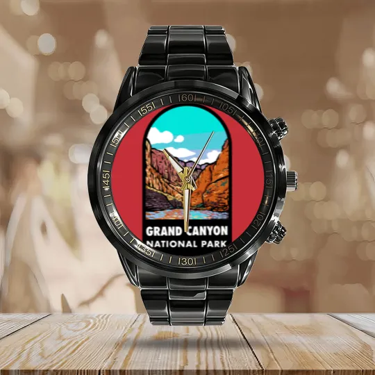 Discover Grand Canyon National Park Badge Calendar Steel Band Watch