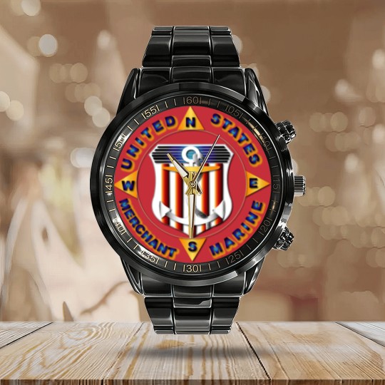 Discover Emblem - US Merchant Marine Calendar Steel Band Watch