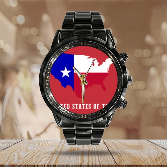 Discover United States of Texas Map or Lone Star State Fans Calendar Steel Band Watch