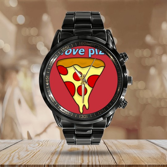 Discover I love pizza Calendar Steel Band Watch