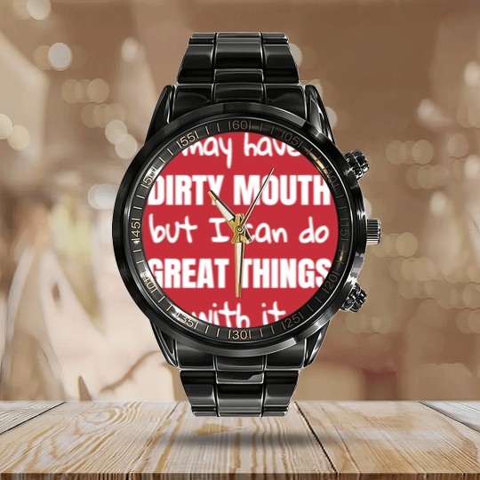 Discover Sexy, kinky, dirty and provocative Dirty Mouth sx Calendar Steel Band Watch