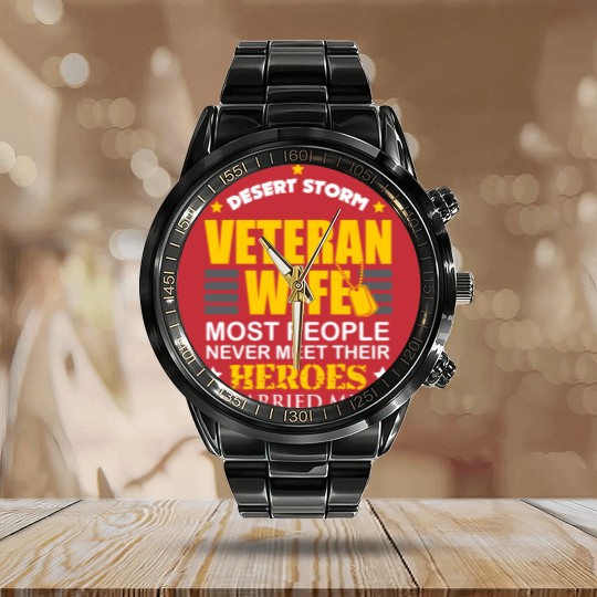 Discover Desert Storm Veteran Wife Family Hero Married Calendar Steel Band Watch
