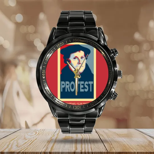 Discover Luther REFORM (with 500th anniversary tag) - Martin Luther - Calendar Steel Band Watch