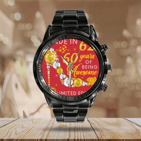 Discover Made In 1962  60 Years Of Being Awesome Jewelry Gold Sparkle - Made In 1962 - Calendar Steel Band Watch