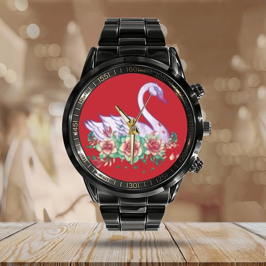 Discover Swan gift animal lover Calendar Steel Band Watch