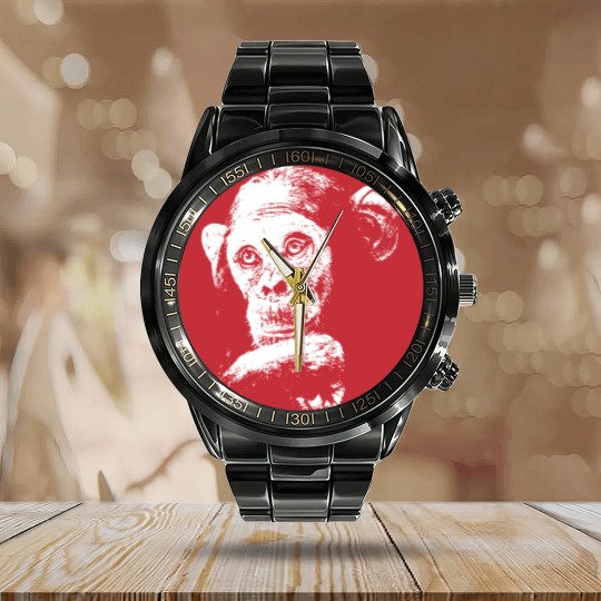 Discover Chimp - Chimpanzee - The malancholy thinker Calendar Steel Band Watch