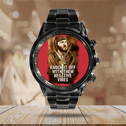 Discover Oddball Vintage Portrait Quote Knock It Off With Them Negative vibes - Oddball - Calendar Steel Band Watch