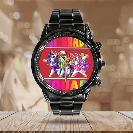 Discover 1st Grade Squad Dabbing Unicorn Back to School Backpack Girl Calendar Steel Band Watch