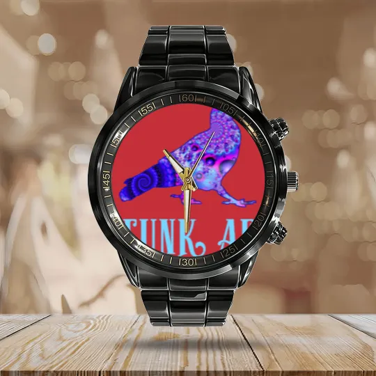 Discover Pigeons Playing Ping Pong Funk AF PPPP Calendar Steel Band Watch