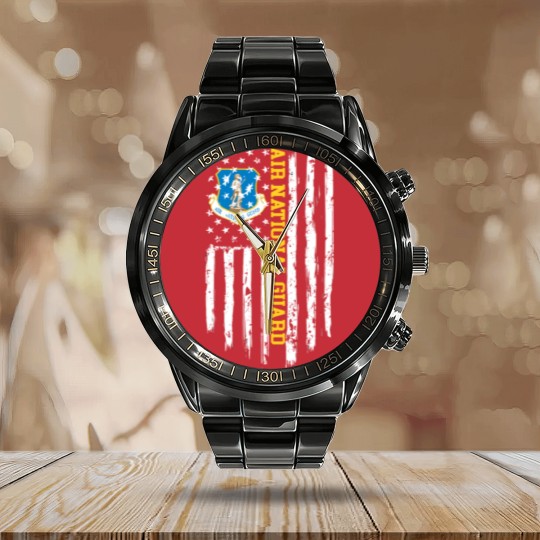 Discover Air National Guard American Flag Gift Calendar Steel Band Watch Calendar Steel Band Watch