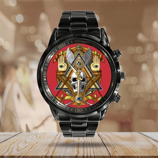 Discover Masonic Skull Calendar Steel Band Watch