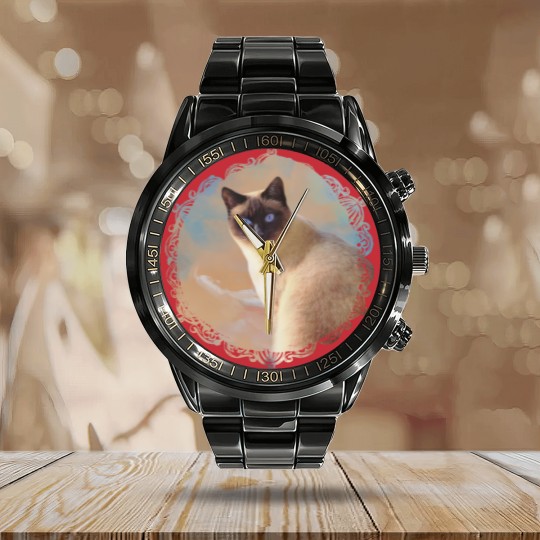 Discover Seal Point Siamese Cat - Siamese Cat - Calendar Steel Band Watch