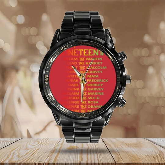 Discover Juneteenth Dream Like Leaders Black Men Women Boys Calendar Steel Band Watch