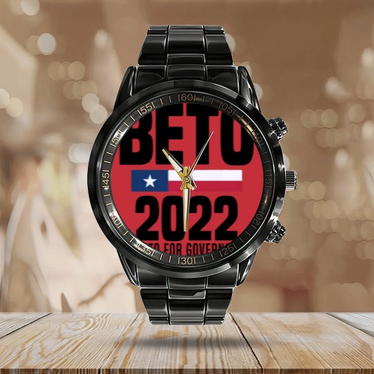 Discover Beto 2022 Beto For Governor American Flag Calendar Steel Band Watch