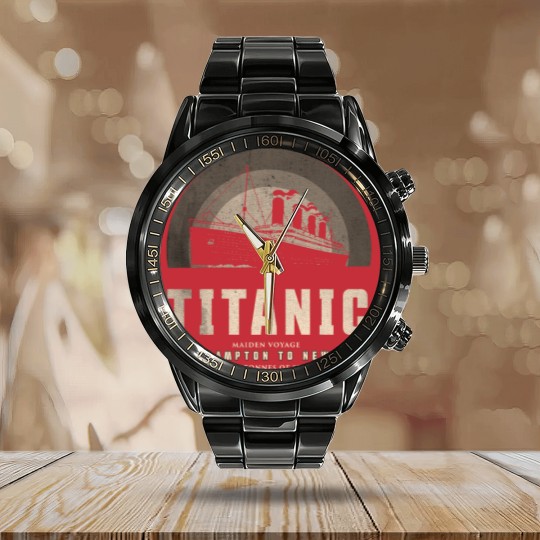 Discover RMS Titanic "The Ship of Dreams" Calendar Steel Band Watch
