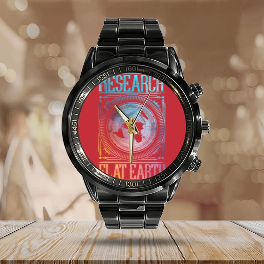 Discover Research Flat Earth #FlatEarth Calendar Steel Band Watch