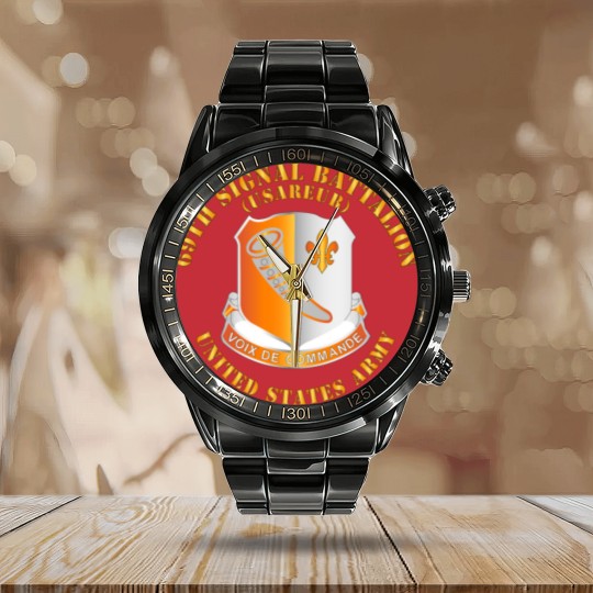 Discover Army 69th Signal Battalion USAREUR US Army Calendar Steel Band Watch