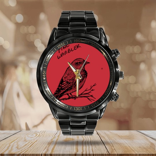 Discover Pine Warbler Calendar Steel Band Watch