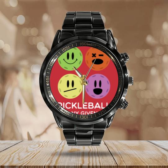 Discover Gift for Pickleball Players Any Given Day Funny Calendar Steel Band Watch
